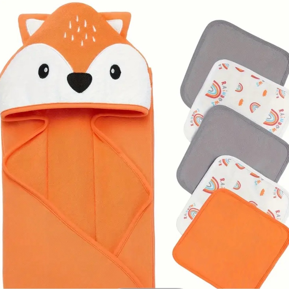 New Fox Baby  Hooded 6 Pc Towel Set